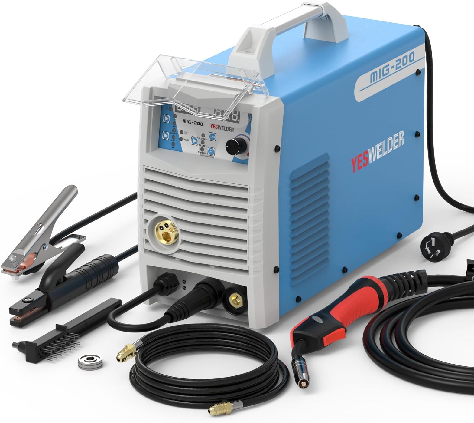 YESWELDER Digital MIG Welder MIG-200 Blue Ver., 200Amp 110/220V Dual Voltage, Gas/Gasless MIG/Lift TIG/ARC 4 in 1 MIG Welding Machine