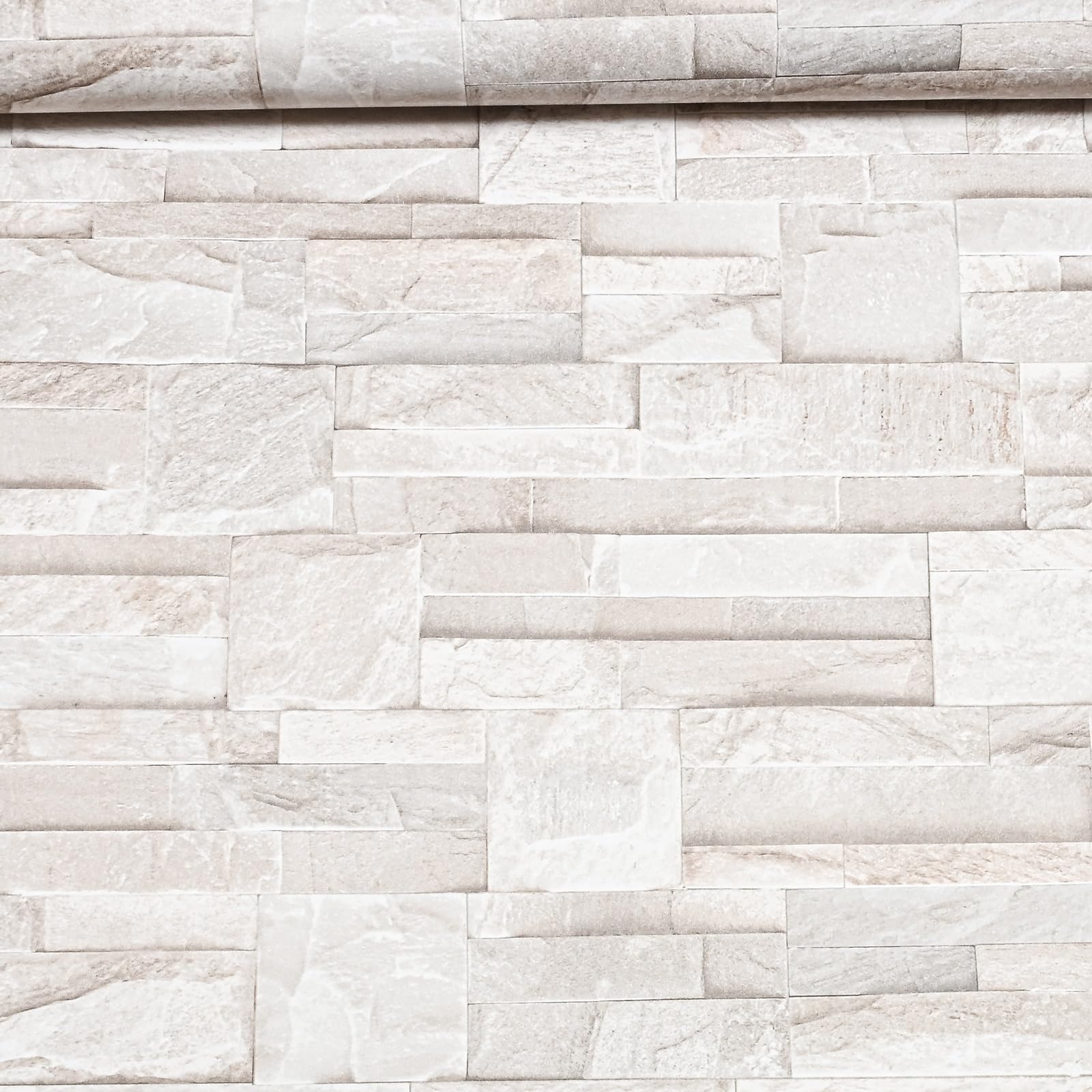 Western Digital Thorn Slate Natural Stone Brick Effect Textured Vinyl Wallpaper Beige