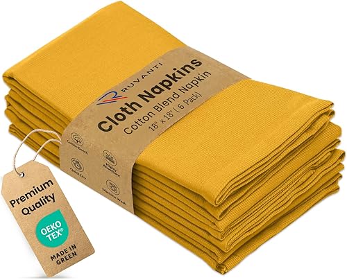 Miniatura 45 de Ruvanti - Juego de 12 servilletas de tela, servilletas de 45 x 45 centímetros lavables, suaves, duraderas, absorbentes, mezcla de algodón.