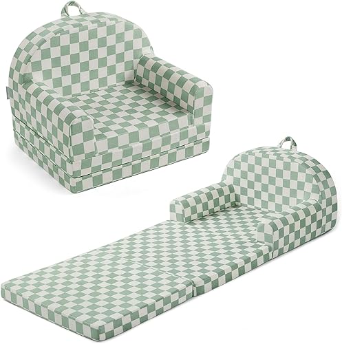 Blissful Diary Sofá plegable para niños pequeños, silla y tumbona cómoda 2 en 1 para leer, sala de juegos, sofá para niños y niñas, regalo de