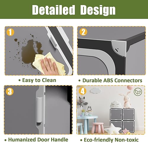 Miniatura 4 de NicBex Armario portátil, paquete de 4 cubos organizadores de almacenamiento con puertas, organizador de almacenamiento de juguetes gris