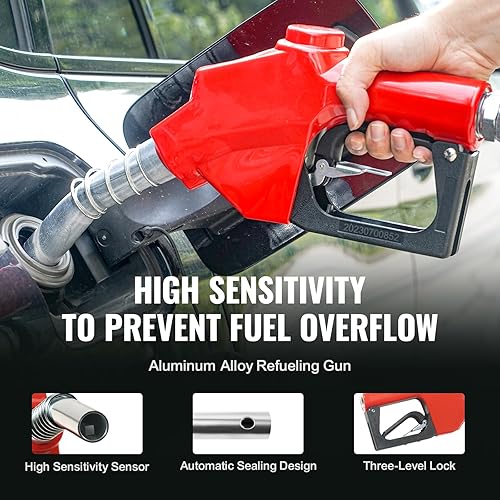 Miniatura 5 de VEVOR Carrete de manguera de combustible, 34 pulgadas x 66 pies, carrete de manguera diésel retráctil extra largo, construcción de acero al carbono