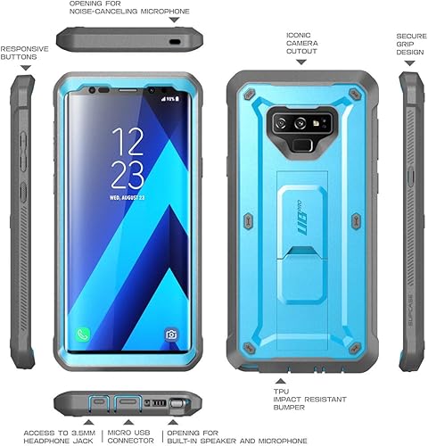 Miniatura 7 de SUPCASE Funda para Galaxy Note 9 con protector de pantalla (Unicorn Beetle Pro), soporte integrado y clip para cinturón Funda protectora resistente