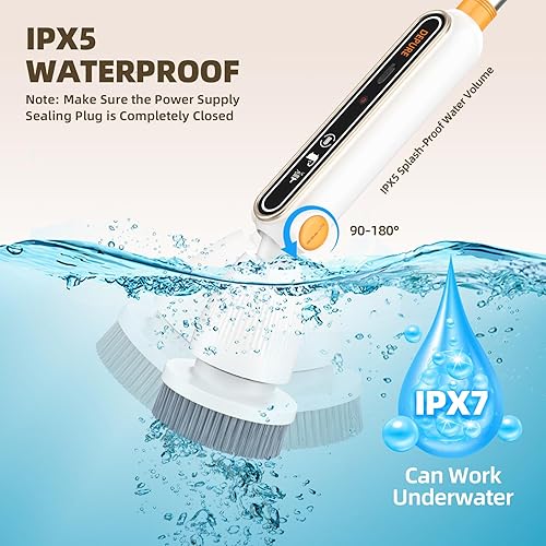 Miniatura 7 de Limpiador eléctrico giratorio, limpiador eléctrico silencioso e inalámbrico, cepillo de limpieza eléctrico con 8 cabezales reemplazables, poste