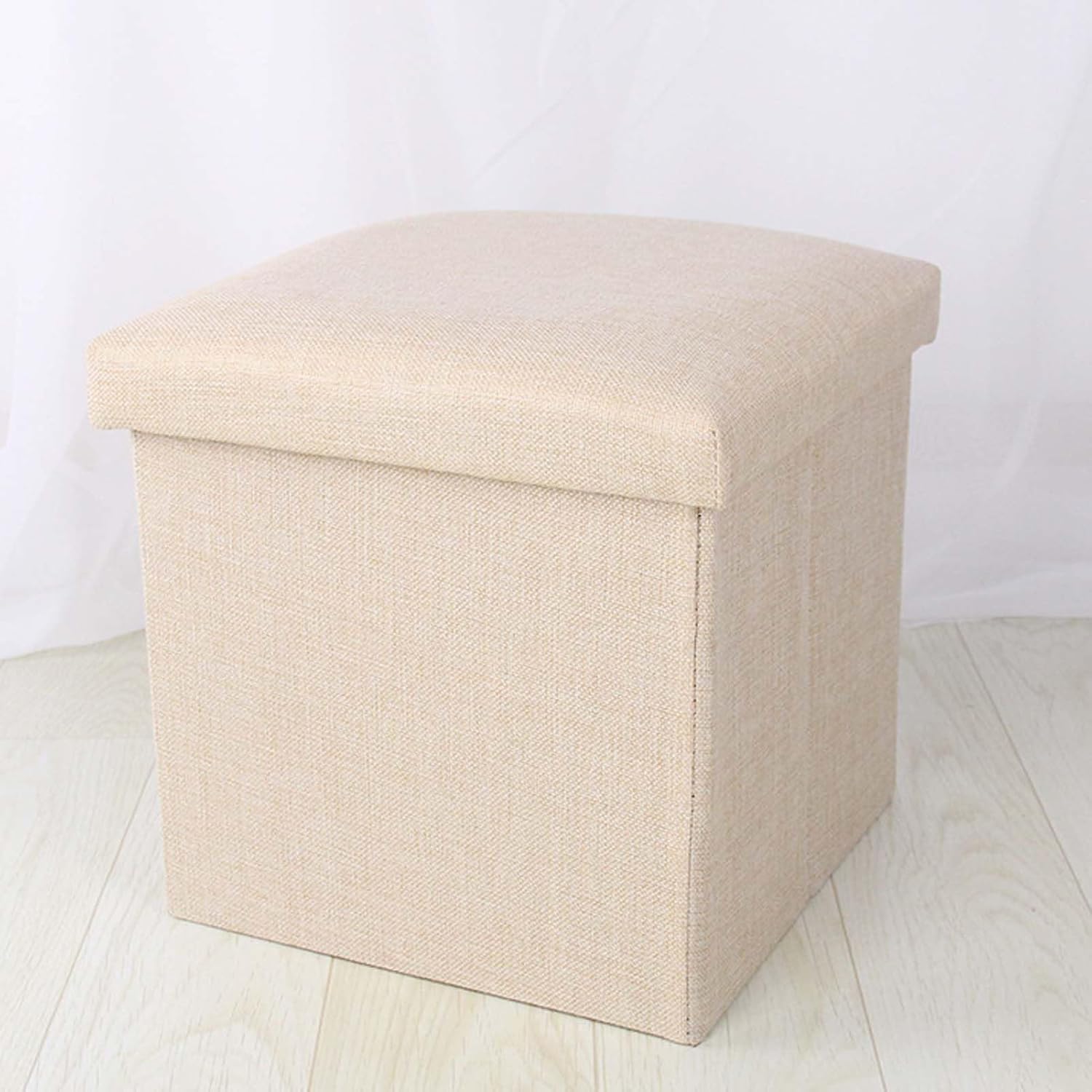 Folding Storage Ottoman Pouf Cushioned Bench for Living Room & Bedroom Small Footstool with Hidden Compartment Stylish Pouf for Sofas (40x25x25cm)
