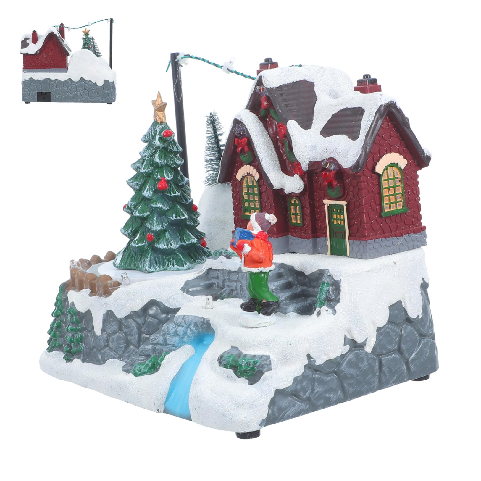 Toyvian Carillon Natalizio Casetta Luminosa di Natale senza Batterie Decorazione Invernale per Casa con Musica e Luci per Addobbi Natalizi