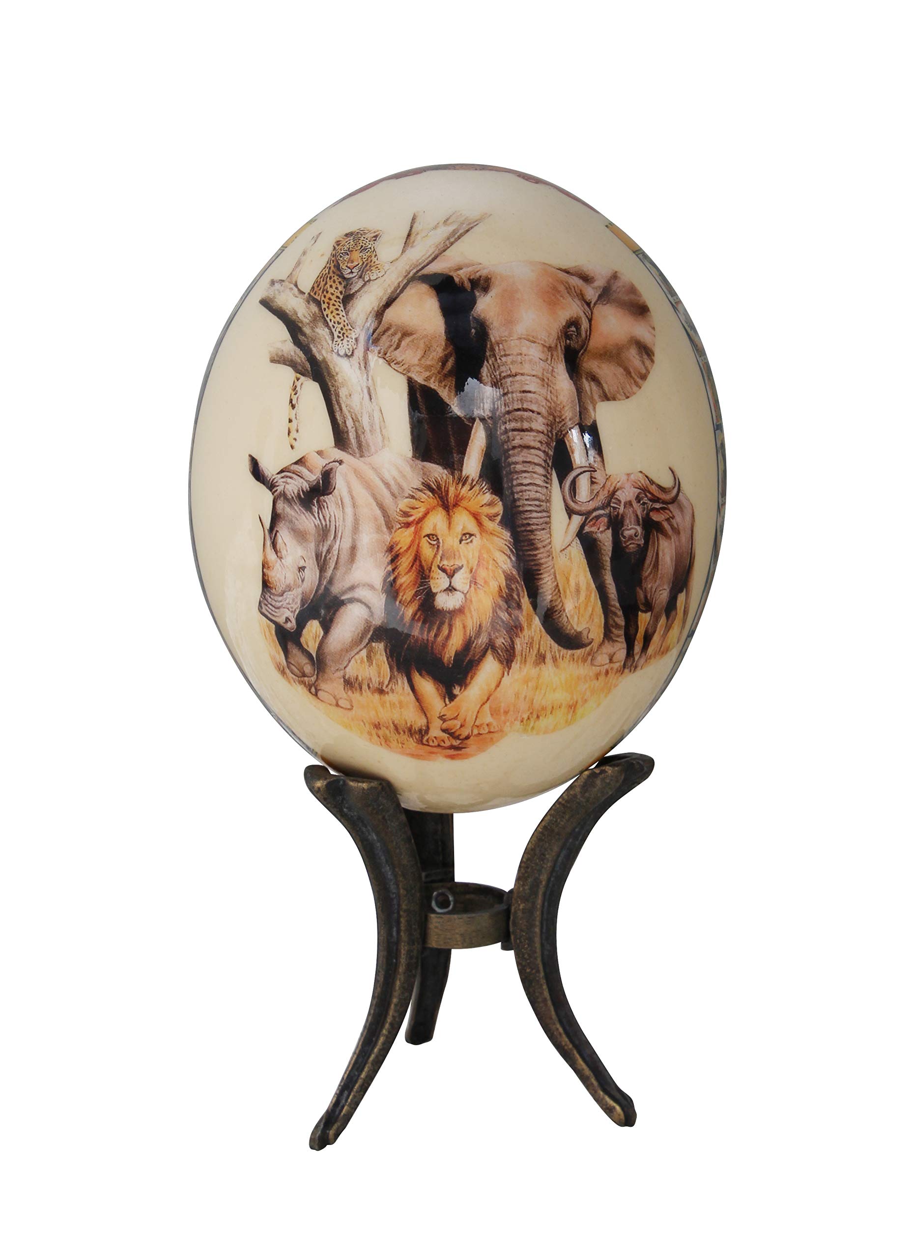 Decoupage Big 5 Sahne-Straußenei mit Karte