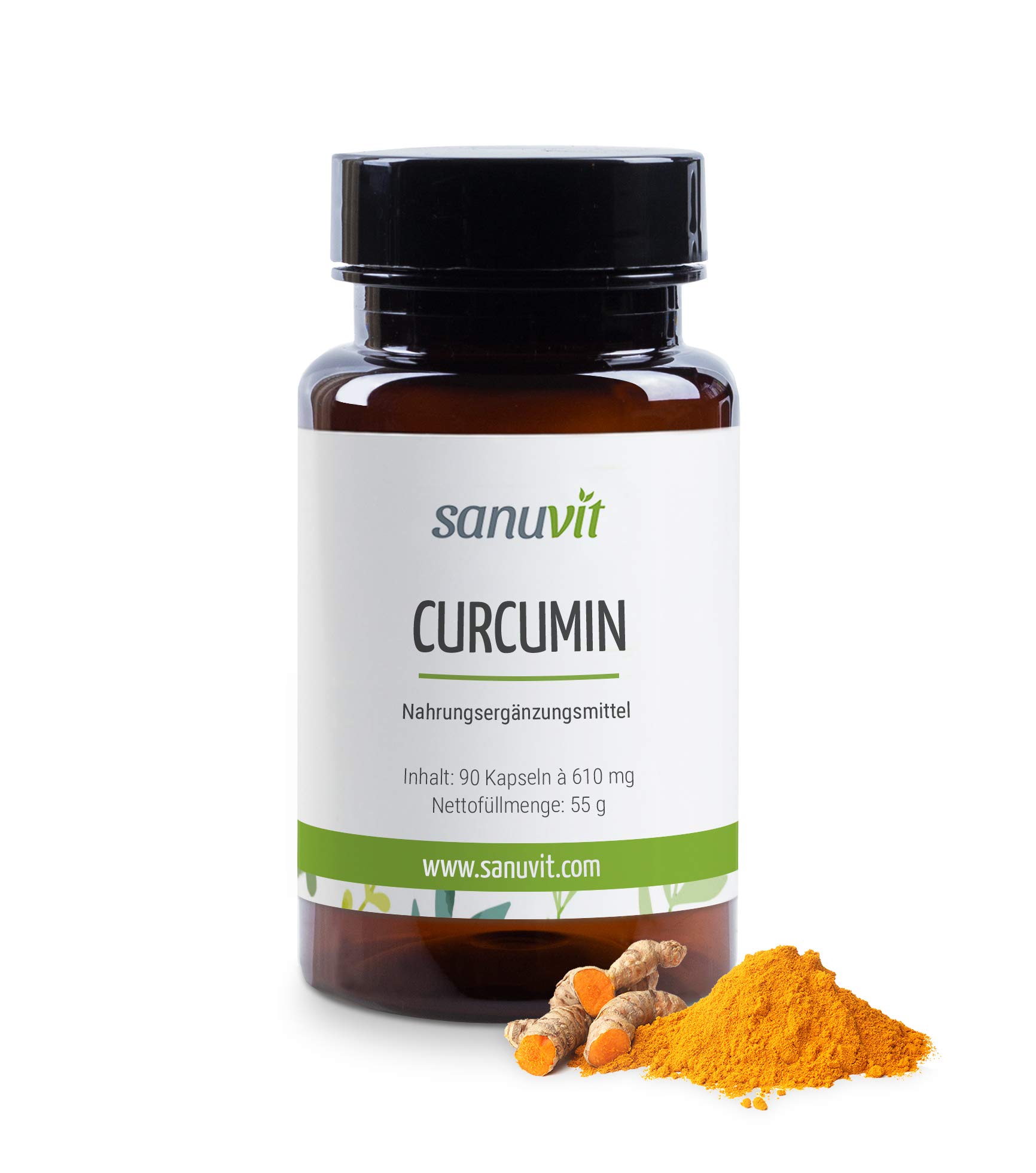 Sanuvit® - Curcuma Extrakt 450 mg pro Kapsel | 90 Kapseln | Hochdosiert | Markenrohstoff Curcumin C3 Complex® | Hohe Bioverfügbarkeit und Verträglichkeit | Vegan