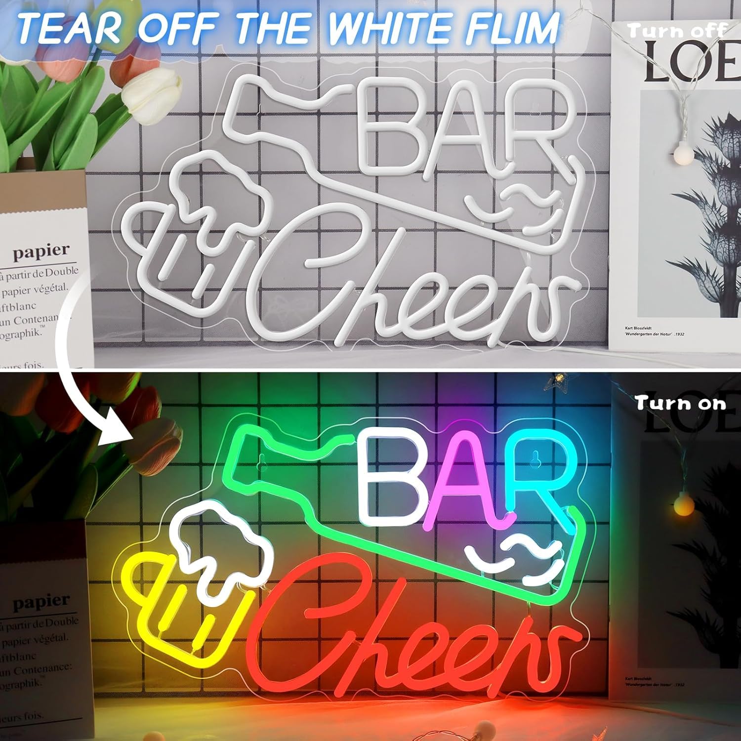LightingWill Bar Cheers Neon Sign, Dimmable Neon Bar Sign for Wall Decor USB Powered LED Neon light Sign for Man Cave Home - Image 4