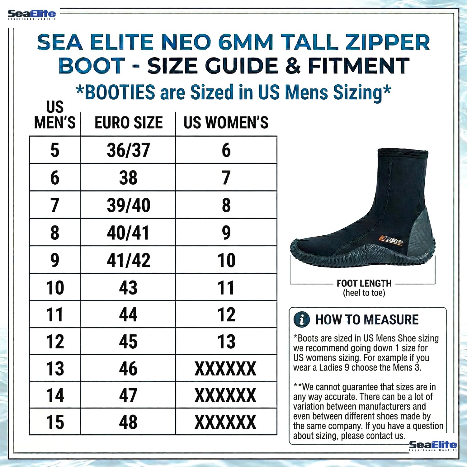 Amazon.com: Sea Elite Neo Tall Zipper Dive Boot 6mm (Size 4