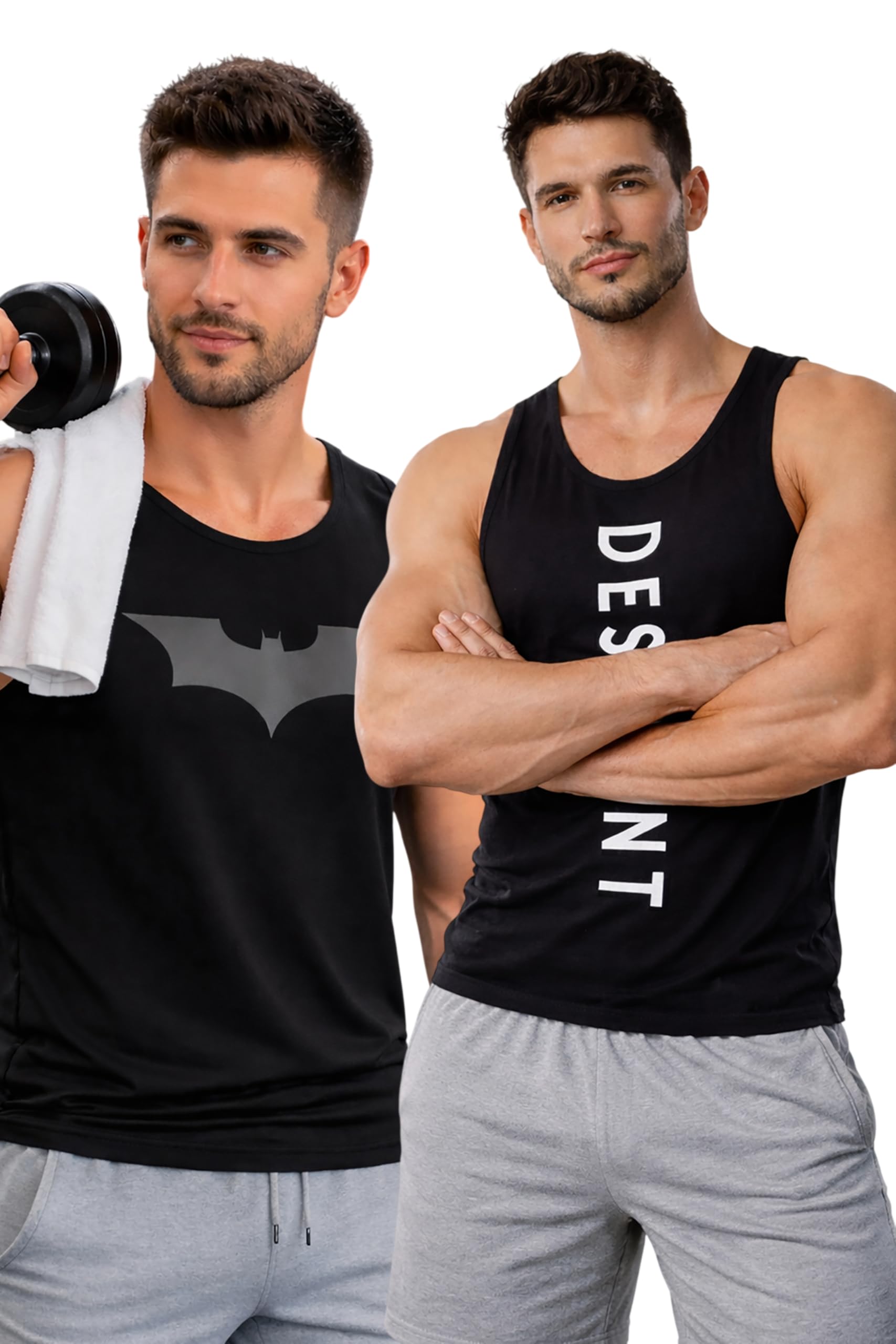 Polyester Letter Printed Vest for Men - Pack of 2 | Round Neck | Sleeveless | Regular Fit | Summer & Gym Wear Tank Top for Men-image-47