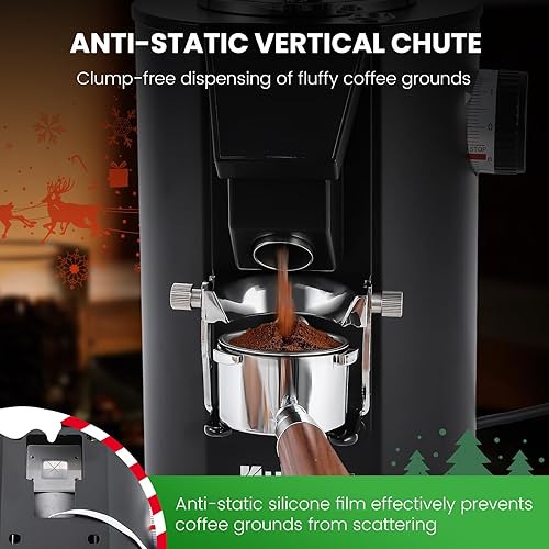 Miniatura 3 de Huanyu Molinillo de café comercial - Control de pantalla táctil, 8 ajustes de molienda, rebaba plana de 2.520 in, modos de dosificación dual para