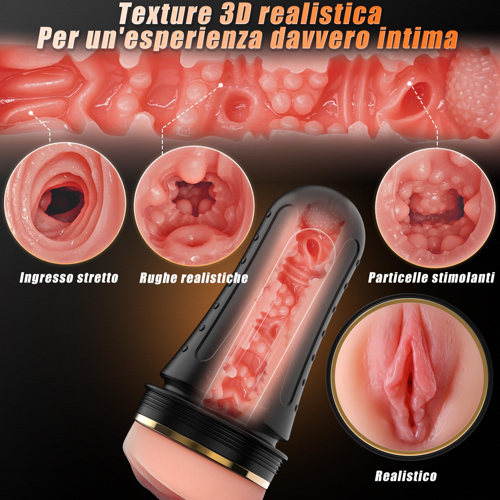VIJISA Masturbatore Uomo Realista XXL – Sex Toy Morbido con Texture 3D e Rilievi Interni