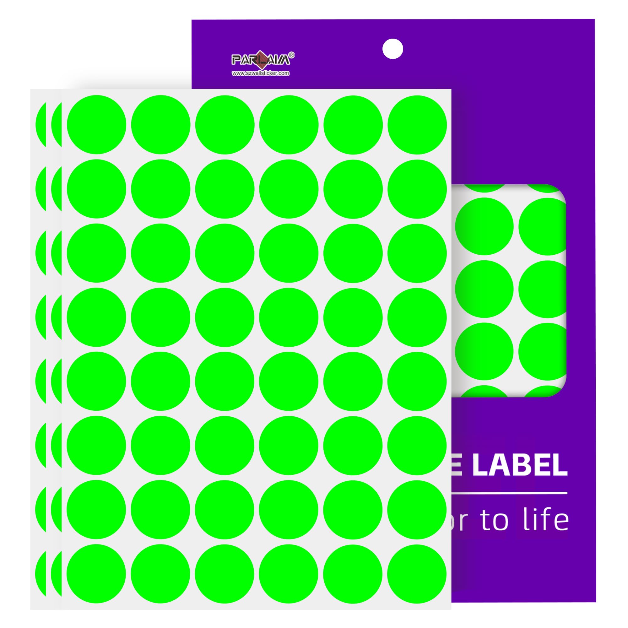 PARLAIM 1 Inch Color Code Dot Sticker Labels,Fluorescent Green Circle Stickers, Round Dots Label for Home Office Marking,Organizing,15P/720 Pcs (