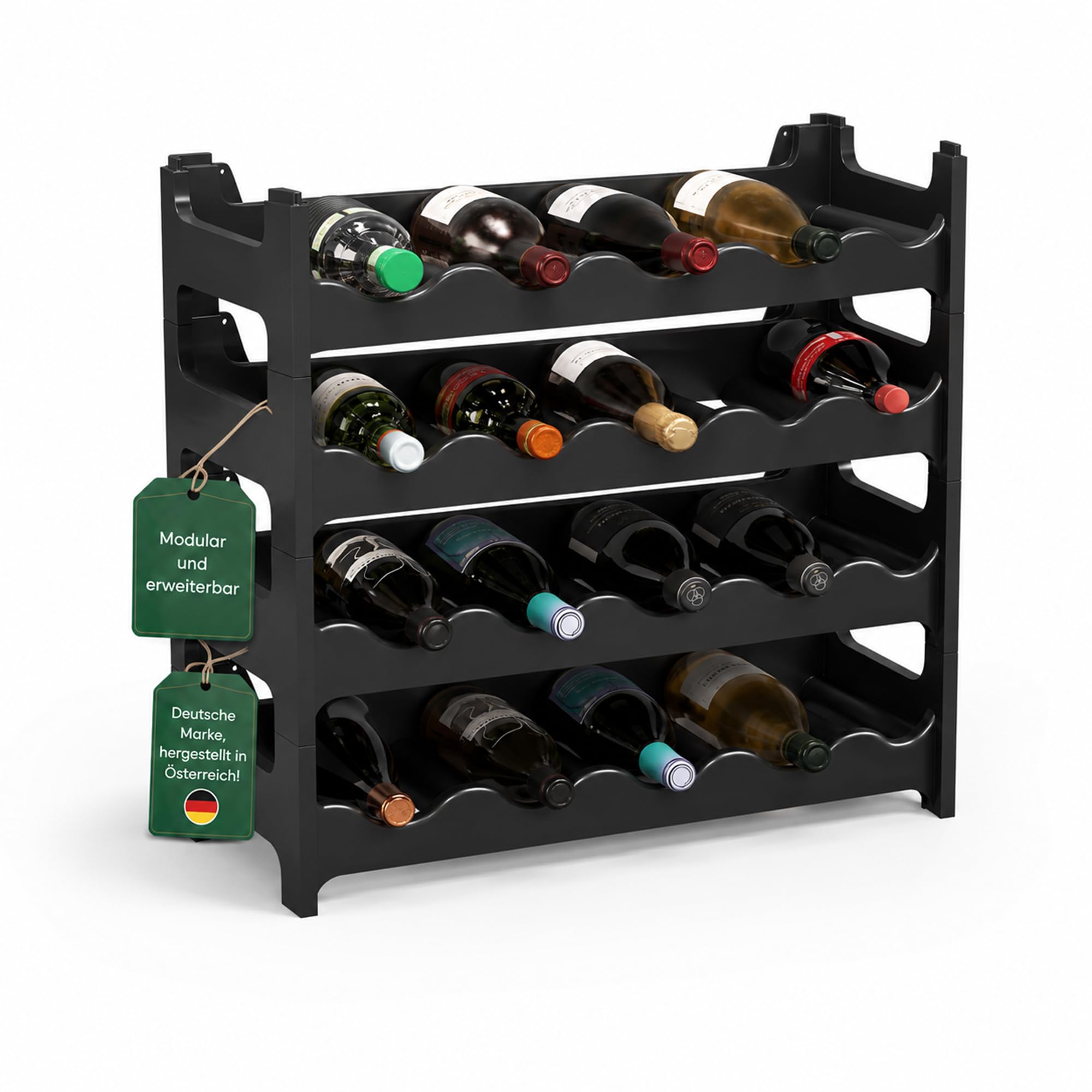 ARTECSIS® Weinregal stapelbar & modular erweiterbar Kunststoff für 12-72 Weinflaschen - Stabiles Flaschenregal & Getränkeregal Gastronomie-Qualität - Flaschen Weinständer & Weinflaschenhalter
