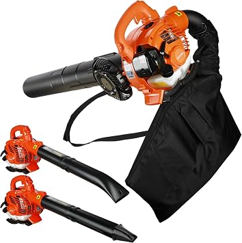 Gas Leaf Blower, Leaf Vacuum and Mulcher with Bag 3 in 1, 424 CFM 2 Stroke Handheld Cordless Snow Blower for Cleaning Leaf Road Snow Orange