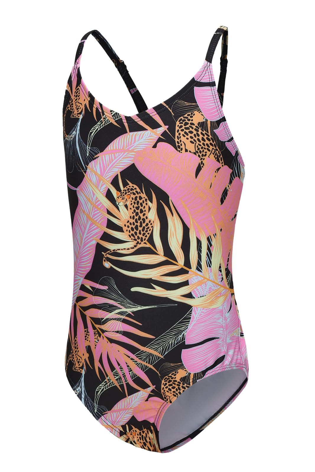 Aisyee Girls Swimming Costume Kids One Piece Swimsuit Girls Bathing Suit Hawaiian Floral Swimwear 6-16 Years
