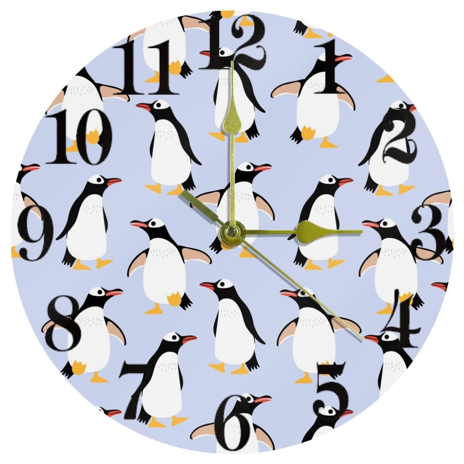 Horloge murale pingouin pour cuisine et bureau calme sans bruit