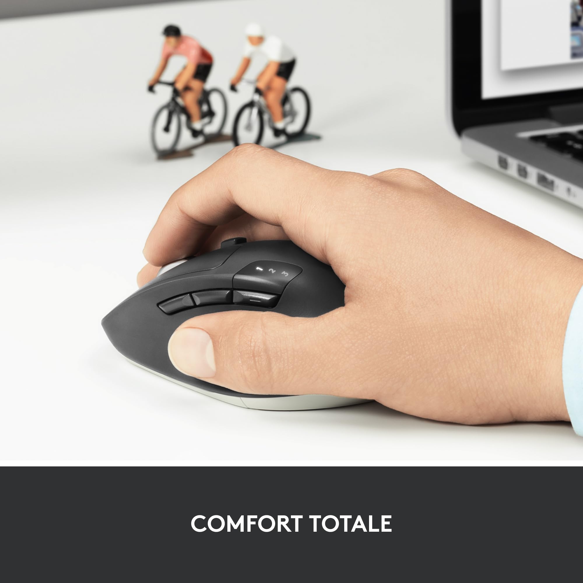 Logitech M720 Triathlon Mouse Wireless Multidispositivo, Bluetooth, Ricevitore USB Unifying, 1000 DPI, 6 Tasti Programmabili, Compatibile con Laptop, PC, Mac, iPadOS - Grigio
