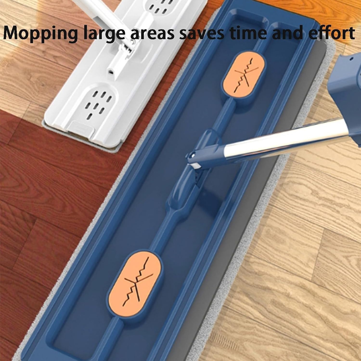 2025 Upgraded Large Flat Mop and Bucket with Wringer Set, with 4 Reusable Microfiber Pads Dry and Wet (White 1 Mop 4 Pads 1 Folding Bucket) 12027(White 1 Mop 4 Pads)