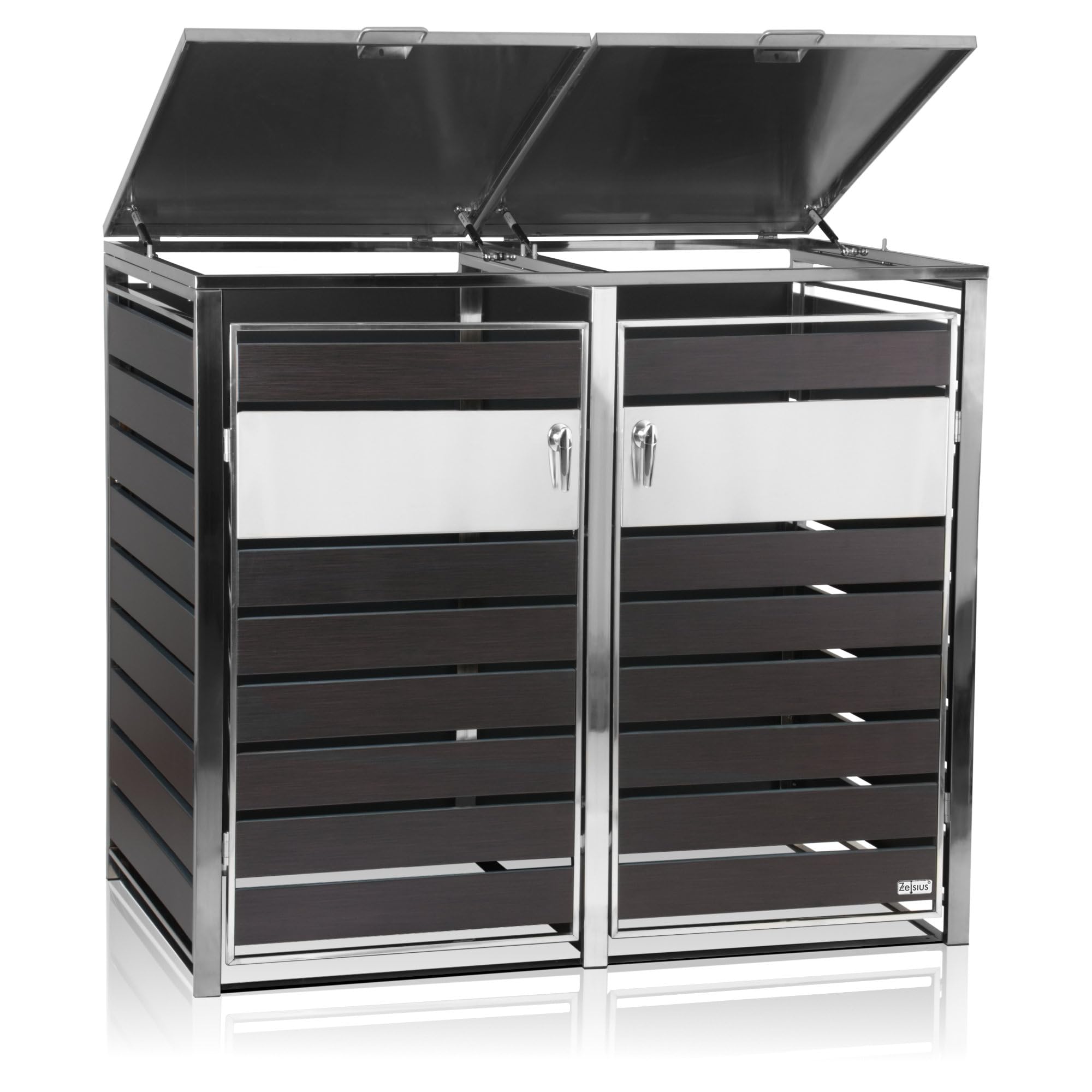 Zelsius Mülltonnenbox 2er Mülltonnen | (B) 132 x (T) 80 x (H) 117 cm | Anthrazit | inkl. Erweiterungsmöglichkeit | Mülltonnenverkleidung, Garten Müllbox, Müllhaus, 2 Tonnen