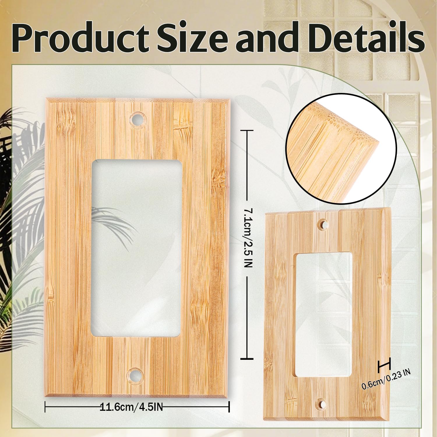 1 Pcs Solid Wood Outlet Covers Light Switch Plate Bamboo Switch Plates And Outlet Covers Durable Quality Raw Wooden Light Switch Cover Decorative Single Rocker Wall Plate