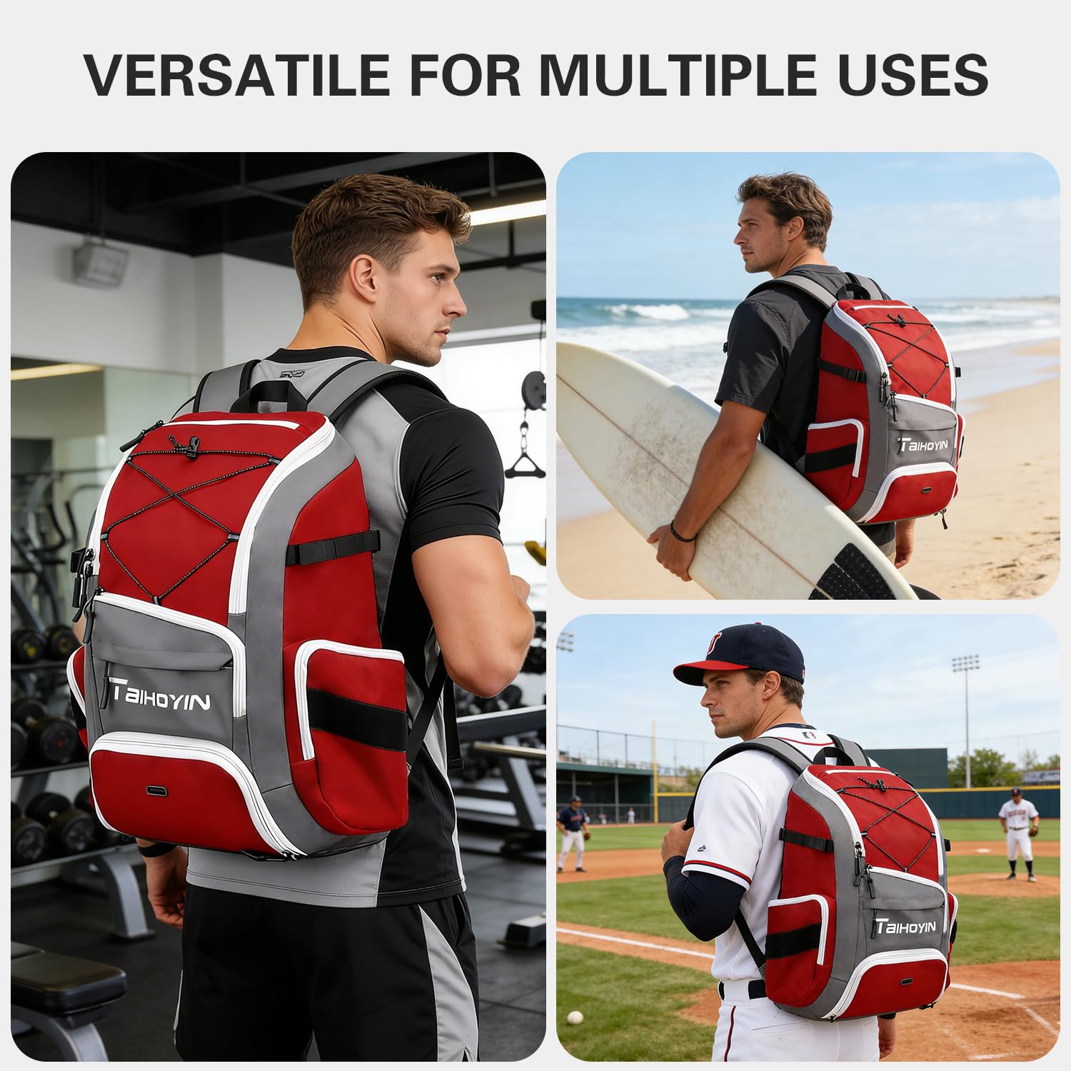 Sac à dos de baseball – Sac à dos pour équipement et équipement de baseball, T-ball et softball, porte-batte et gants, grand compartiment principal pour casque et accessoires, compartiment