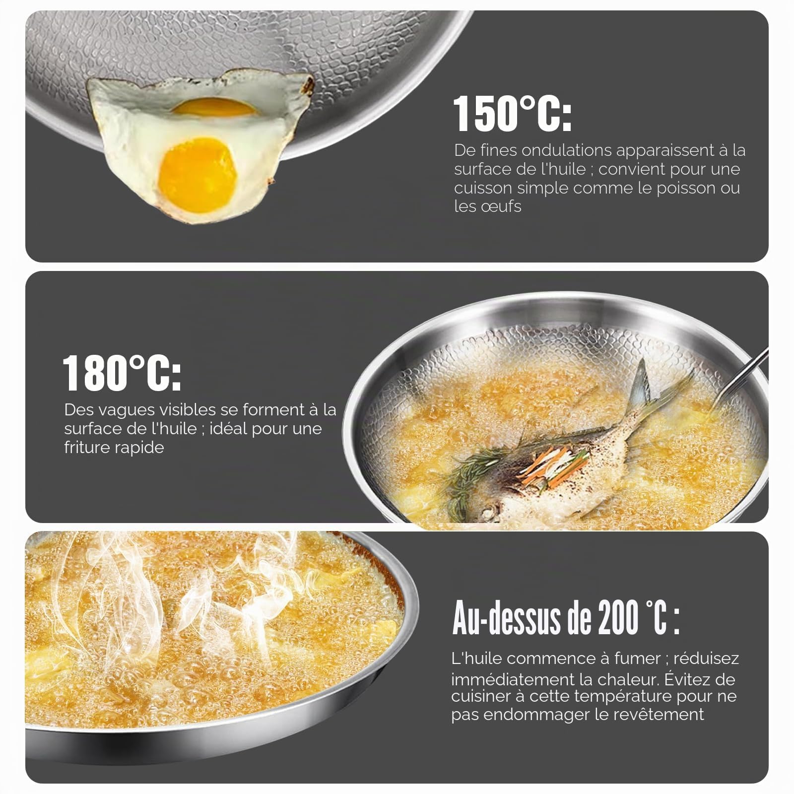 Kouamor Poêle en titane Pro avec couvercle de 25,4 cm/27,9 cm/30,5 cm, poêle à frire en titane, ultra-résistante, anti-rayures, antiadhésive, poêles à revêtement nutritif en titane, multifonctionnelle