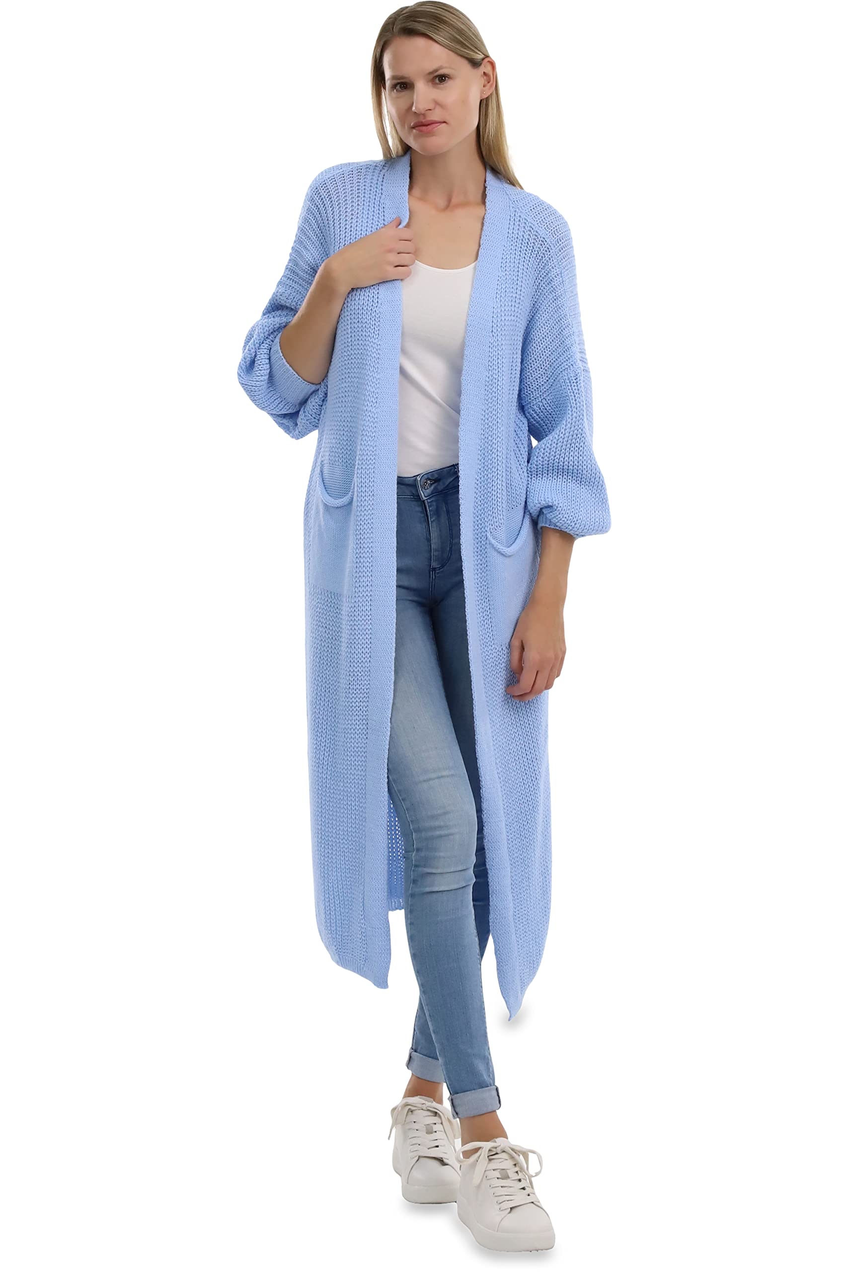 Malito Damen Strickmantel | schicker Cardigan | Moderne Wollmantel | Lange Strickjacke - Oberteil 3151