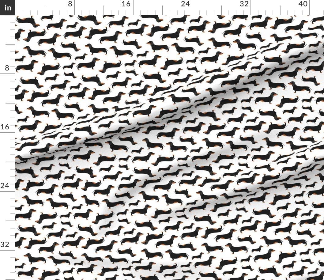 Spoonflower Fabric - Black Dachshunds Dog Dachshund German Pet Puppy Wiener Retro Printed on Cotton Poplin Fabric by The Yard - Sewing Shirting Quilting Dresses Apparel Crafts