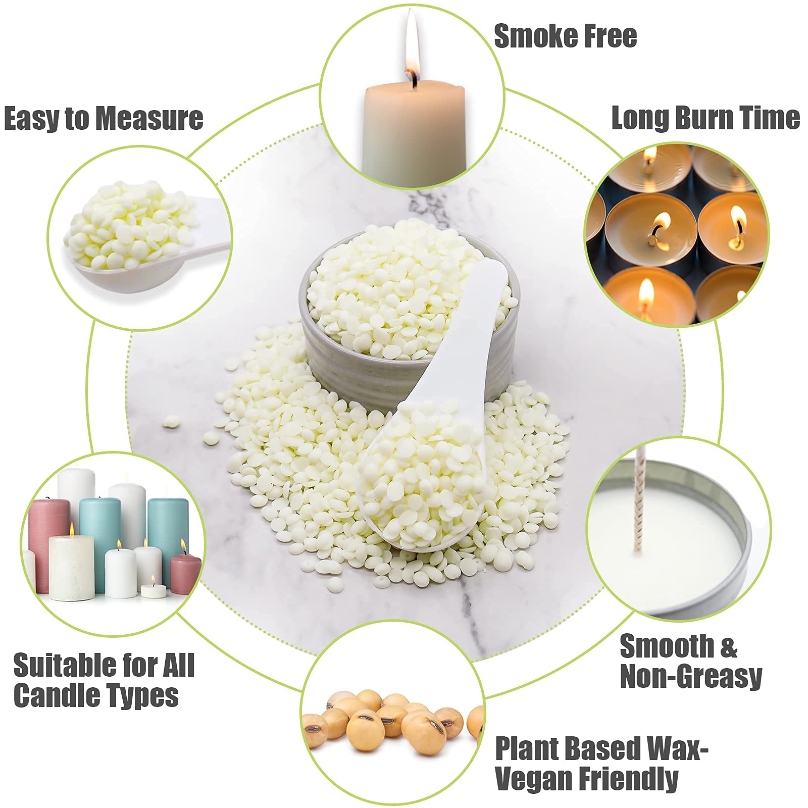 Cera Di Soia Per Candele 1KG - 100% Naturale Per Contenitori, Vegana E Con Ottima Diffusione Profumo - Foto 12