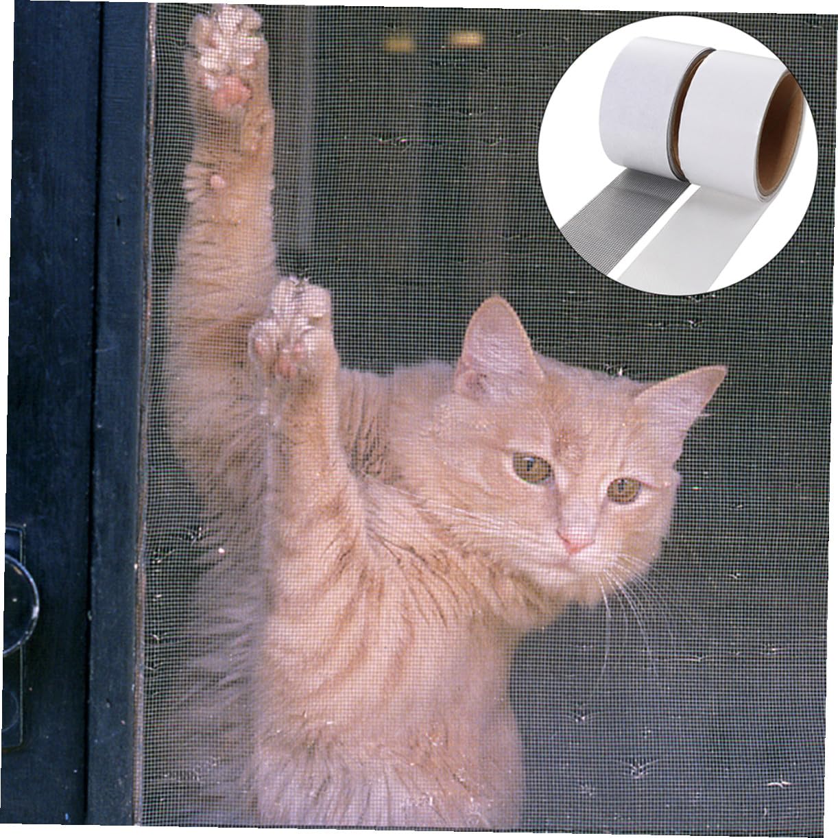 Window Screen Repair Tape with White Mesh and Adhesive Backing, Mesh Patch Tape for Mosquito Netting, Damage Fix for Bay Window Screens, 78.6 X 1.97 Inch Roll