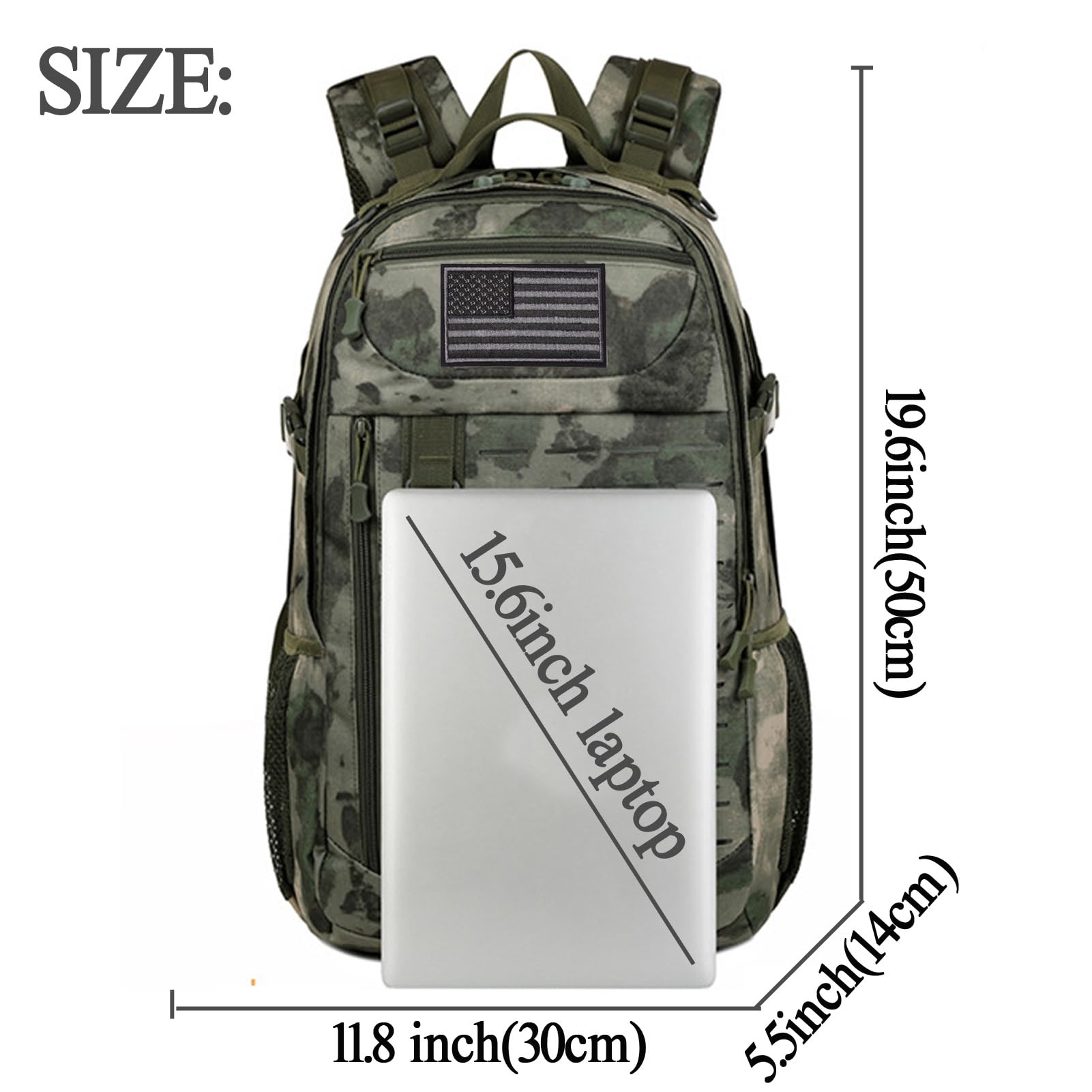 Ydmpro Tactical Backpack, 30L Military Daypack Molle Army 3 Day Assault (Camo Green)