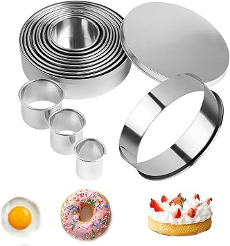 Round Biscuit Cutters,Cookie Cutter Set,11 Pcs Mini Pastry Cutters Shapes Set Circle Biscuit Cutters Stainless Steel Ring Scone Cutter for Pastry Donut Fondant Baking DIY Cake