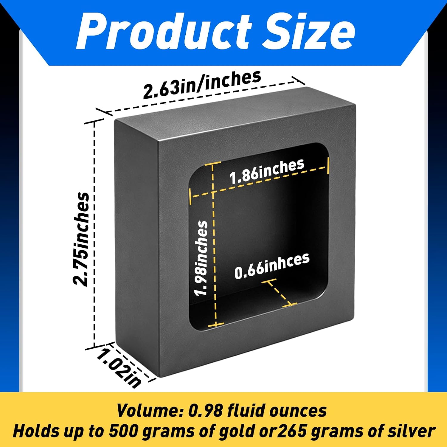 2PCS 0.5kg Premium Graphite Ingot Mold for Metal Casting, Graphite Ingot Mold with High-Purity Materia for Casting Gold, Silver, Aluminum, Copper, Brass, Withstand Extreme Temperatures 1800°C/3272°F