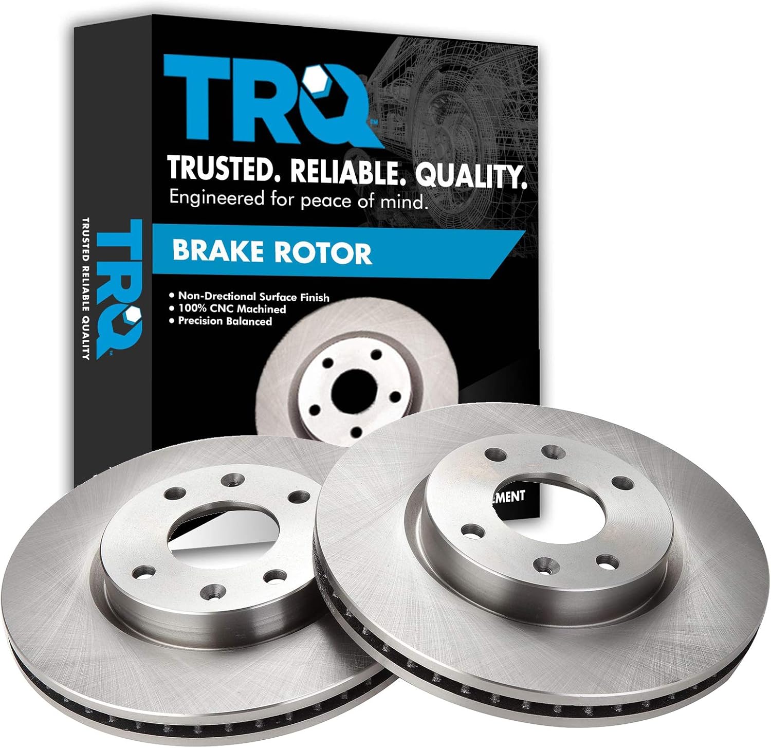 TRQ Front Brake Rotors Set Vented Compatible with 2004-2005 Hyundai Sonata 2002-2006 Kia Optima