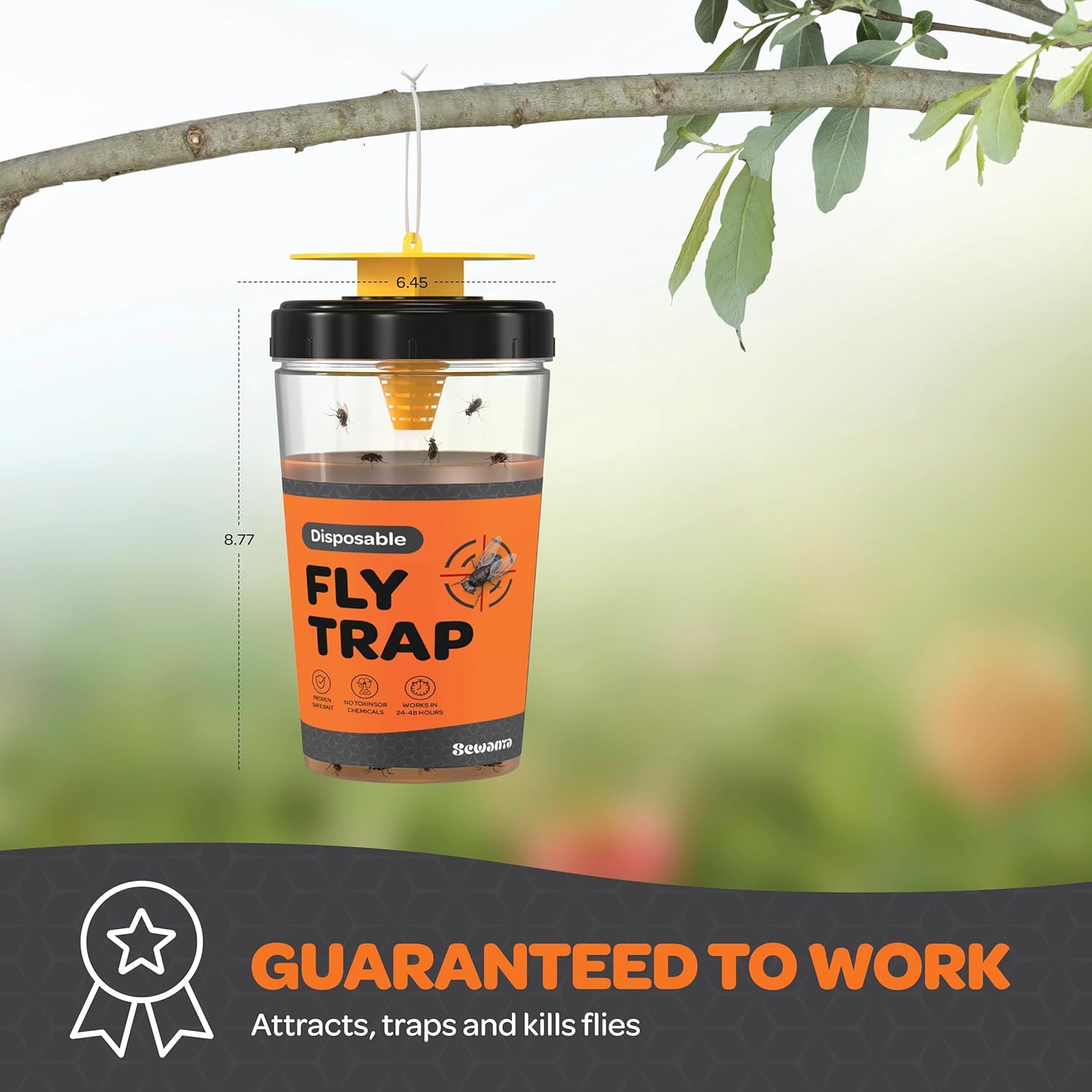 Fly Traps Outdoor [Set of 3] with Dissolvable Non-Toxic Bait - Reusable Hanging Bug Catcher Killer for All Flies for Outside Bug Control Patios, Barns, Ranches Etc. Hanging Fly Traps with Tie Included