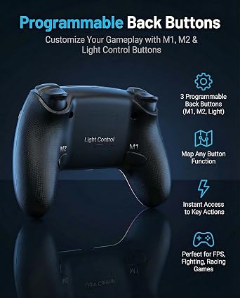 HIKICESOM Wireless Hall Effect Controller for PS5 with Back Paddles