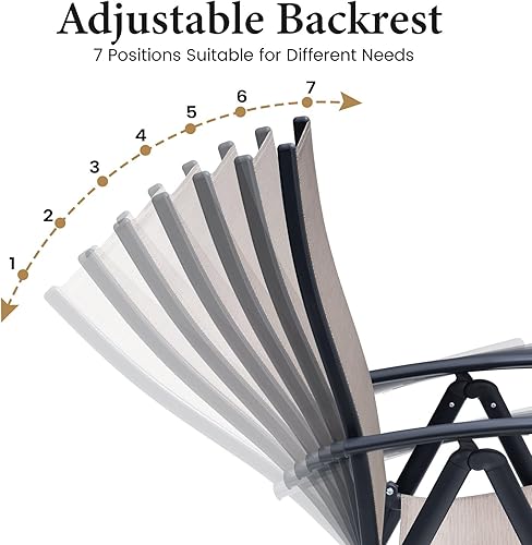 Miniatura 4 de Crestlive Products Juego de 2 sillas plegables para patio, reclinables ajustables de 7 niveles, sillas plegables para exteriores, sillas de césped