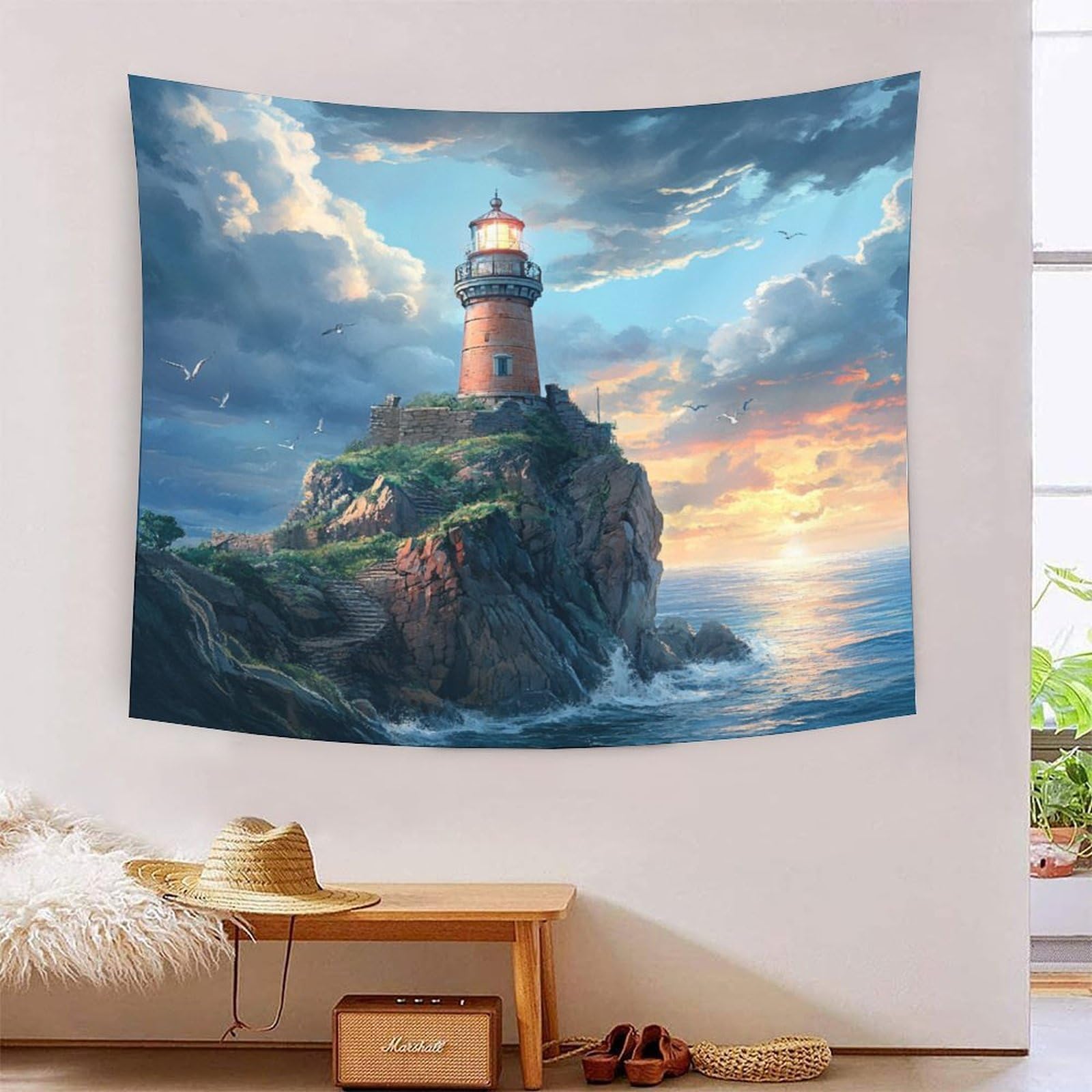 Couverture murale tour de guet pour masquer un mur vide sans percer