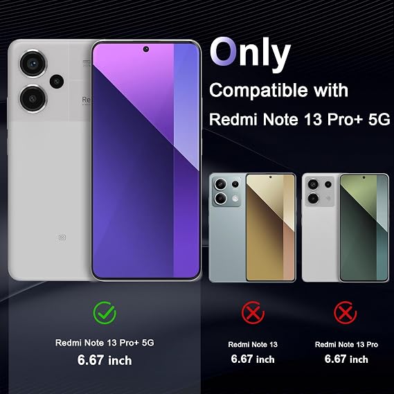 Case for Xiaomi Redmi Note 13 Pro+ 5G, Military Grade Drop Protection Phone Case, Yellowing Resistant, Anti-Scratch Hard PC Back, Shockproof Hard Ultra-Thin Protective Cover, Clear