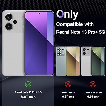 Case for Xiaomi Redmi Note 13 Pro+ 5G, Military Grade Drop Protection Phone Case, Yellowing Resistant, Anti-Scratch Hard PC Back, Shockproof Hard Ultra-Thin Protective Cover, Clear