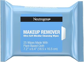 Neutrogena Makeup Remover Wipes, Daily Ultra-Soft Micellar Cleansing Wipes Gently Remove Oil & Makeup with No Heavy Residue, formulated without alcohol & Made with Plant-Based Cloth, 25 ct, 6 Pack