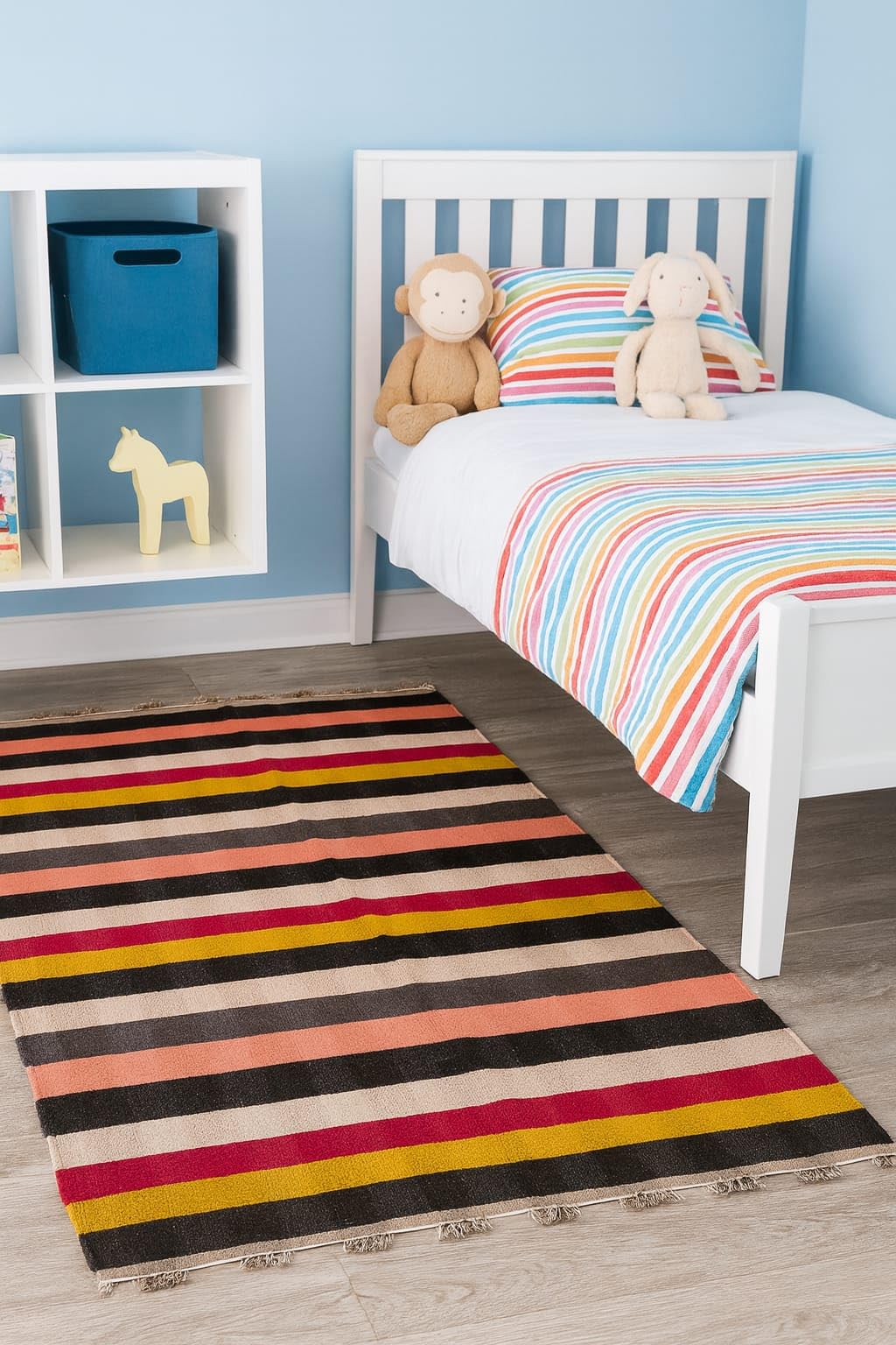 Best Stor Handwoven Cotton Dari 4x6 Feet, Soft Multicolor Striped Floor Mat for Bedroom, Living Room, Kids Room & Home Use-image-21