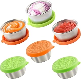 6x1.6 Oz Salad Dressing Containers With Lids, Small Leakproof Reusable Stainless Steel Salad Dressing Container To Go For Lunch Boxes,Sauce containers, Picnics,Travel Meal Prep And Kitchen Storage.