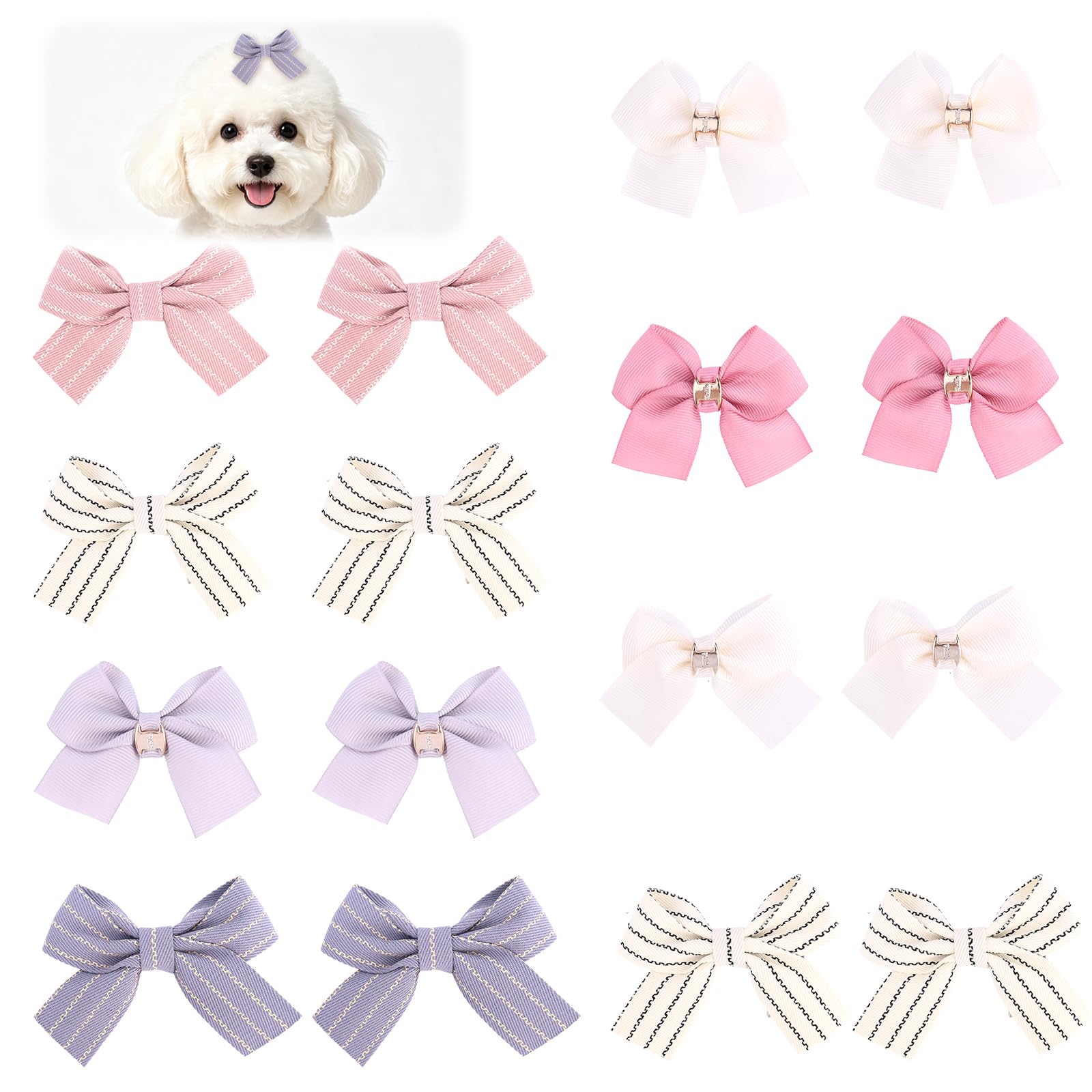 XIHIRCD 16pcs Hair Bow Clips for Girl Dog (Multicolor)