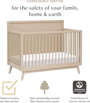 Babyletto Palma 4-in-1 Convertible Baby Crib, Taupe | GREENGUARD Certified, Converts to Toddler Bed, Daybed & Full Size Bed - 4 Adjustable Heights, Toddler Conversion Kit Included