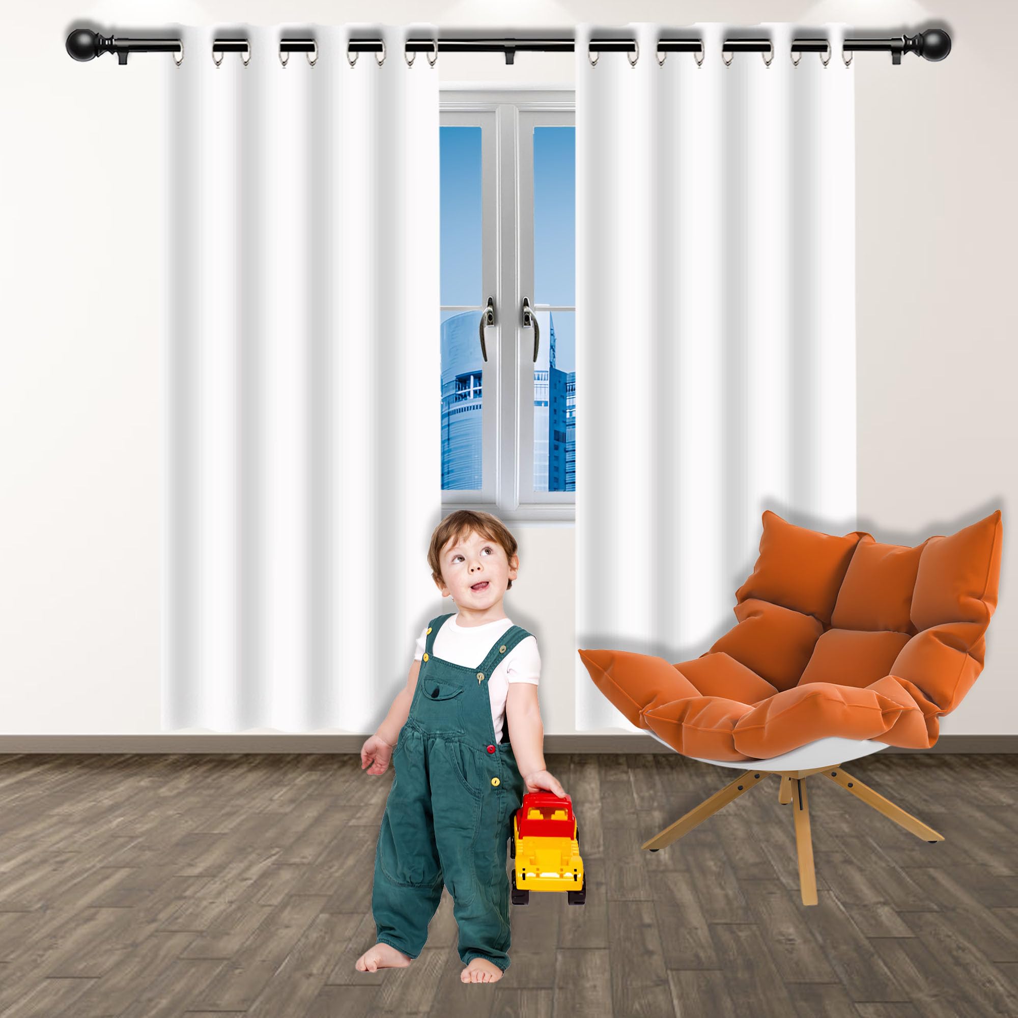 Rideau occultant 160x290 cm blanc isolant et souple pour grande fenetre