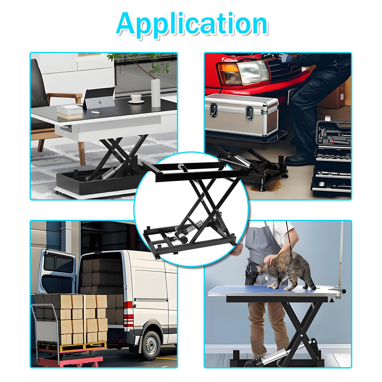 Piattaforma elevatrice Regolabile in Altezza, Piattaforma elevatrice elettrica, Materiale in Acciaio, con Telecomando, Tavolo elevatore per movimentazione e Trasporto di Materiali, ECC