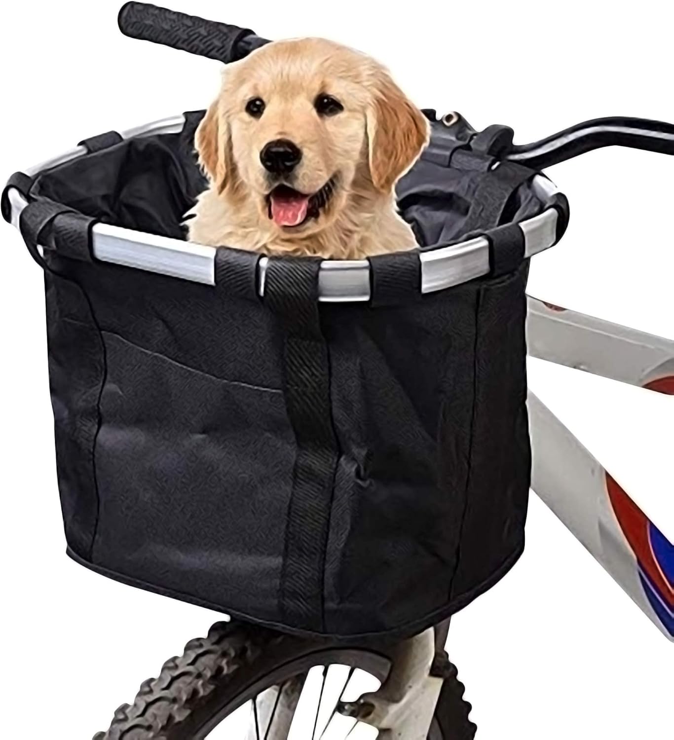 URBEST Bike Basket,Small Pets Cat Dog Folding Carrier,Removable Bicycle Handlebar Front Basket, Quick Release and Easy to Install,Detachable Cycling Bag (Purple)
